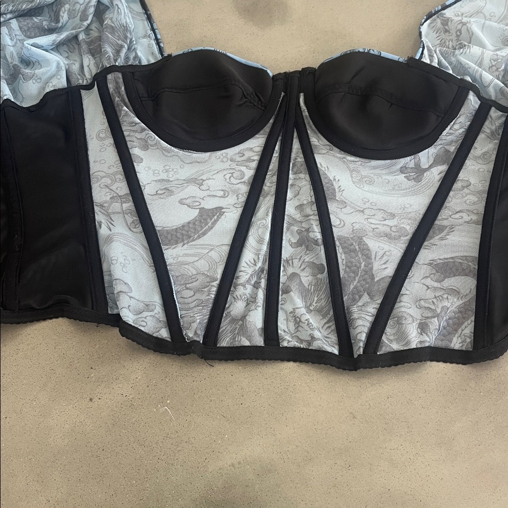 Akira Mystical Nights Dragon Print Power Mesh Corset Bustier Top Size Medium - Picture 8 of 8